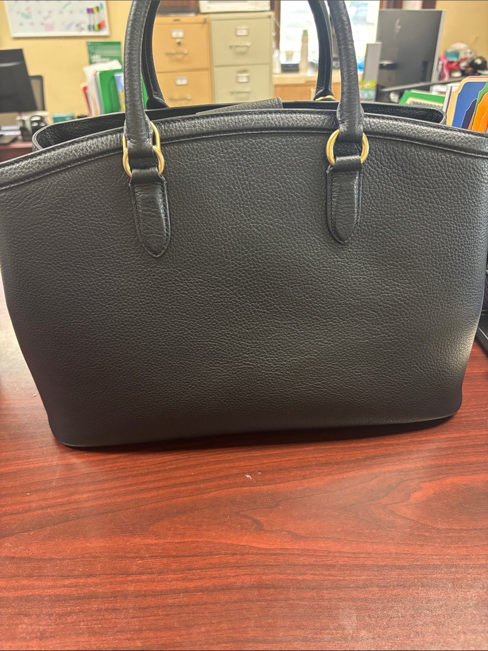 COACH Black Pebble Leather Legacy Large Carryall with Gold Hardware - Picture 5 of 10